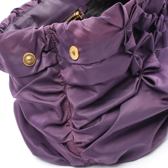 Prada TESSUTO B handbag, nylon and leather, women's, purple, BN1701 - Picture 6 of 9